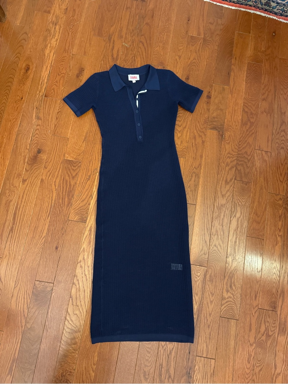 SOLID & STRIPED Navy Ribbed Polo Maxi Dress